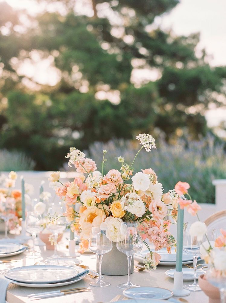 décoration table mariage bleu